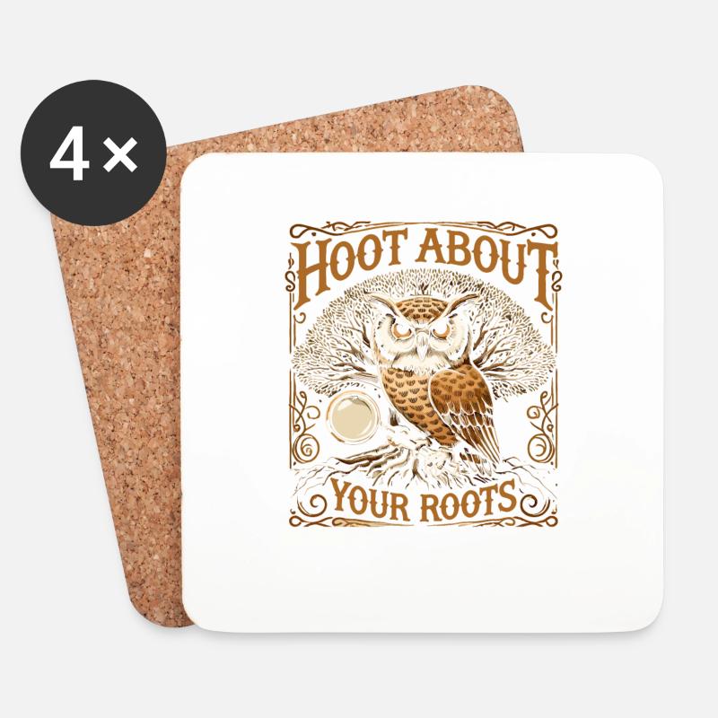 Hoot About Your Roots - Untersetzer (4er-Set) - Weiß