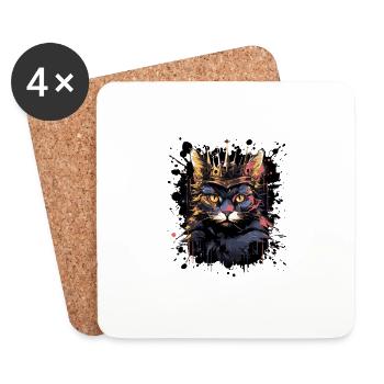 Cat Cat Animal Crown - Coasters (set of 4) - white - Front