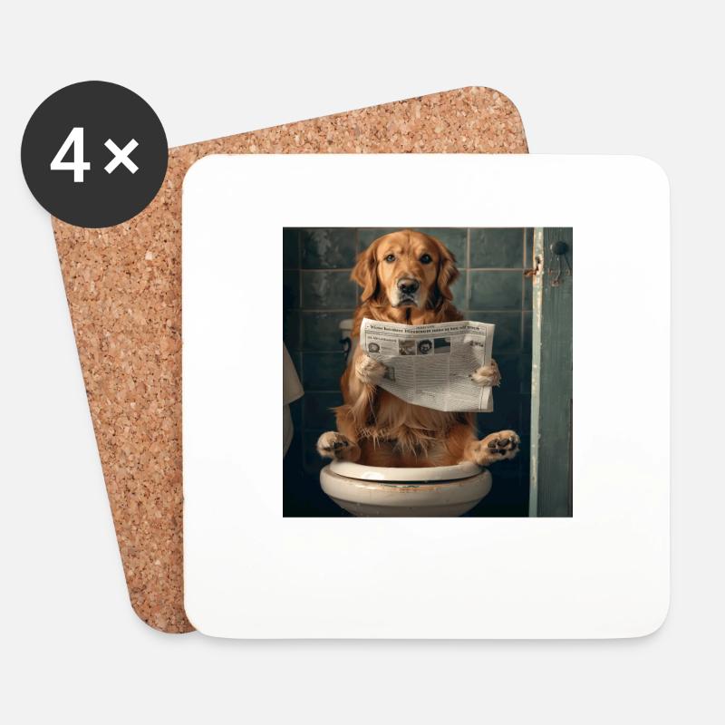 Golden Retriever - Untersetzer (4er-Set) - Weiß