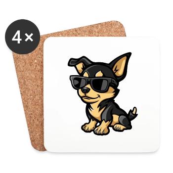 Chihuahua Chiens Bande Dessinée Cool - Dessous de verre (lot de 4) - blanc - Devant