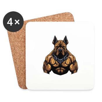Gymnase d’entraînement des muscles du chien - Dessous de verre (lot de 4) - blanc - Devant