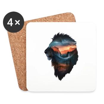 Lion Hiking Lion Hiking design - Coasters (set of 4) - white - Front