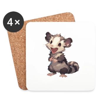 Opossum Opossums - Dessous de verre (lot de 4) - blanc - Devant