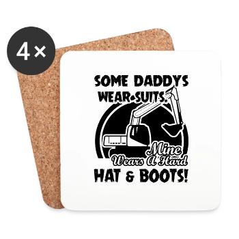 Heavy Equipment Operator My Daddy Wears A Hard Hat - Coasters (set of 4) - white - Front
