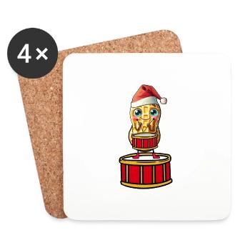 Cacahuète Noël Tambour Tambour Enfant Enfants Père Noël - Dessous de verre (lot de 4) - blanc - Devant
