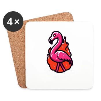 Flamingo Pun Bird Cute - Coasters (set of 4) - white - Front