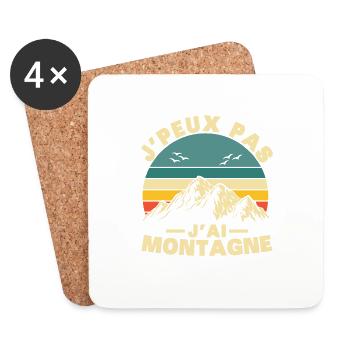 Je peux pas J'ai Montagne Humour Cadeau - Dessous de verre (lot de 4) - blanc - Devant