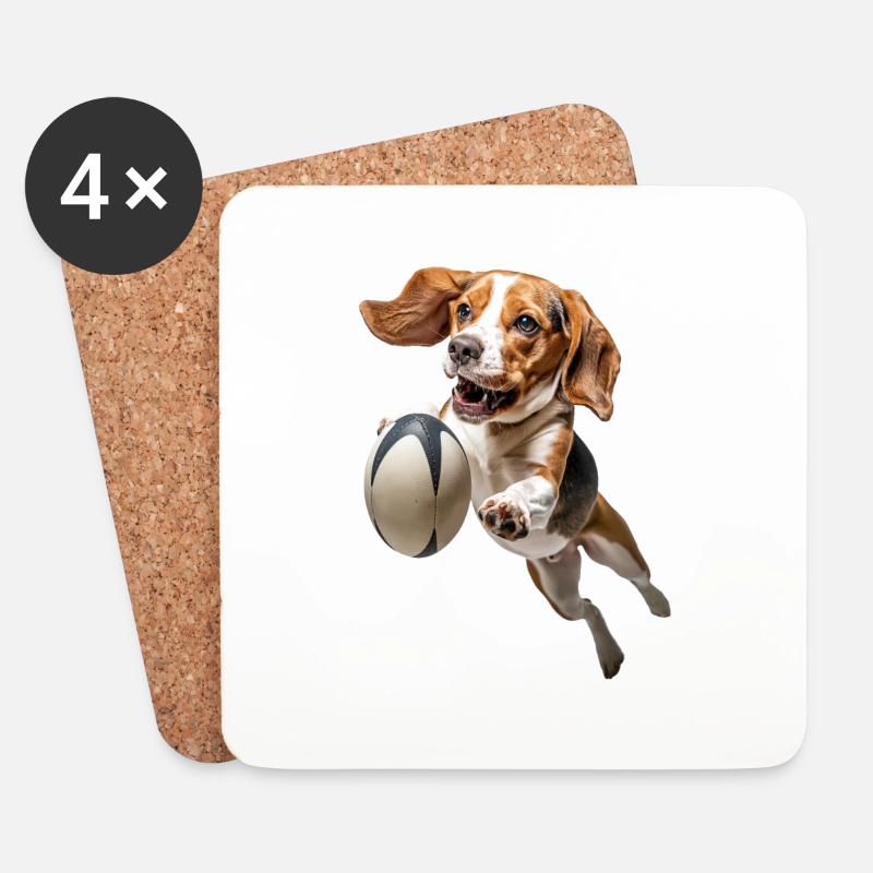 Beagle - Untersetzer (4er-Set) - Weiß