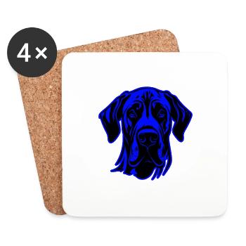 Great Dane Hund Tier Porträt - Untersetzer (4er-Set) - Weiß - Vorne