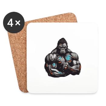 Muscles de musculation Gorilla - Dessous de verre (lot de 4) - blanc - Devant