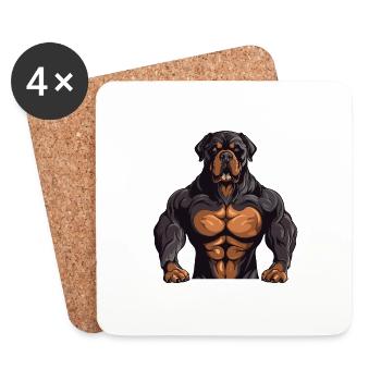 Muscle du chien Fitness - Dessous de verre (lot de 4) - blanc - Devant