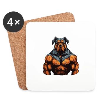 Musculation des muscles du chien - Dessous de verre (lot de 4) - blanc - Devant