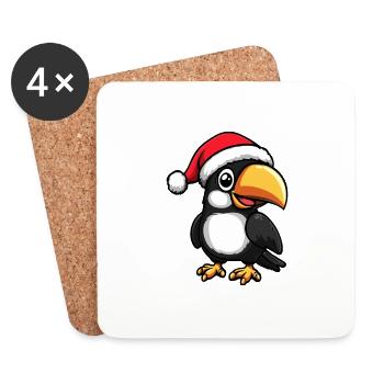Toucan oiseau Noël - Dessous de verre (lot de 4) - blanc - Devant