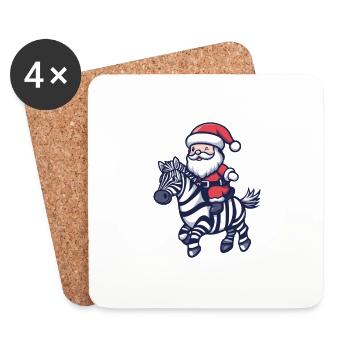 Zebra Weihnachtsmann Cartoon - Untersetzer (4er-Set) - Weiß - Vorne