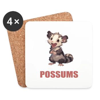 Opossum Opossums - Dessous de verre (lot de 4) - blanc - Devant