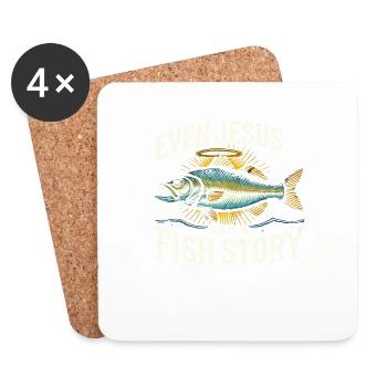 Sogar Jesus hatte eine Fischgeschichte - Untersetzer (4er-Set) - Weiß - Vorne