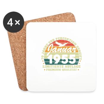 70 Years Birthday Born in January 1955 - Coasters (set of 4) - white - Front