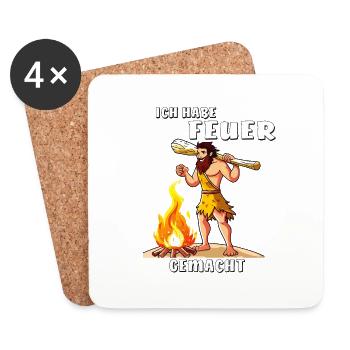 NEANDERTALER ICH HABE FEUER GEMACHT - Untersetzer (4er-Set) - Weiß - Vorne