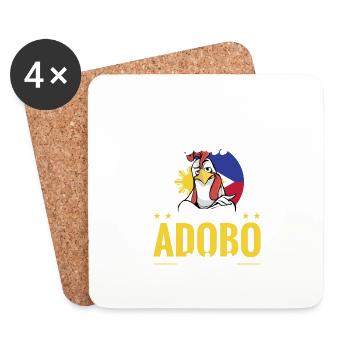 A lady never talks about how much adobo she - Coasters (set of 4) - white - Front