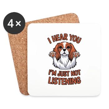 Cavalier King Charles Spaniel Saying Dog Gift - Coasters (set of 4) - white - Front