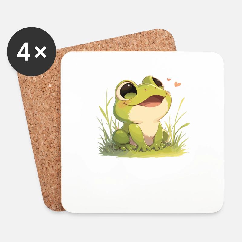 Frosch Frösche - Untersetzer (4er-Set) - Weiß