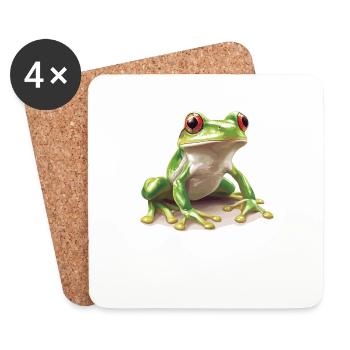 Frosch Frösche - Untersetzer (4er-Set) - Weiß - Vorne