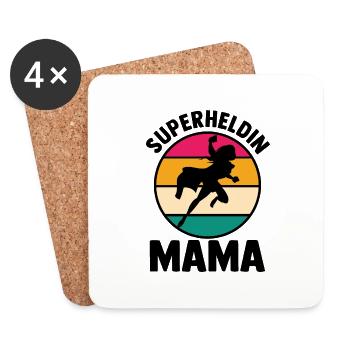 Mutter Superheldin Mama - Untersetzer (4er-Set) - Weiß - Vorne