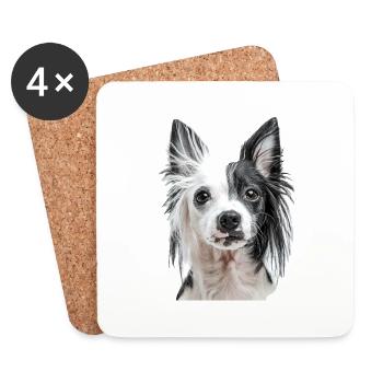 Chinesischer Schopfhund - Untersetzer (4er-Set) - Weiß - Vorne