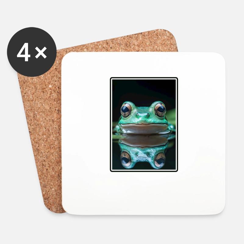 Frosch Frösche - Untersetzer (4er-Set) - Weiß