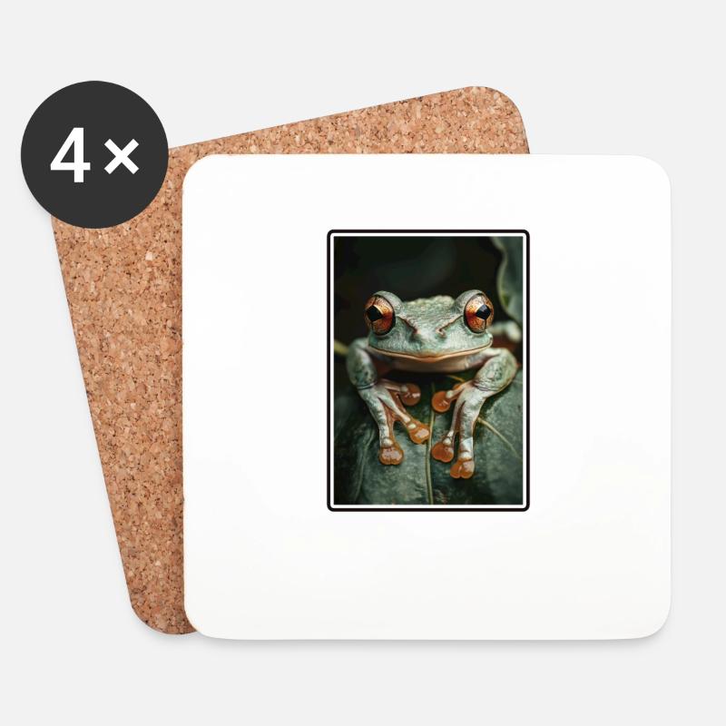 Frosch Frösche - Untersetzer (4er-Set) - Weiß