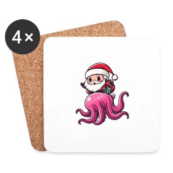 Méduse Père Noël dessin animé - Dessous de verre (lot de 4) - blanc - Devant