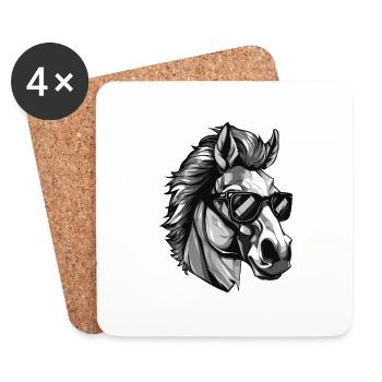 Pferd Hipster Cool Party - Untersetzer (4er-Set) - Weiß - Vorne
