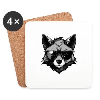 Fuchs Hipster Cool Party - Untersetzer (4er-Set) - Weiß - Vorne