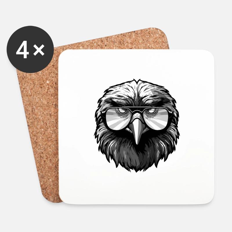 Adler Hipster Cool Party - Untersetzer (4er-Set) - Weiß