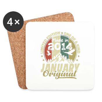 Anniversaire Janvier 2014 - Original Janvier 2014 - Dessous de verre (lot de 4) - blanc - Devant