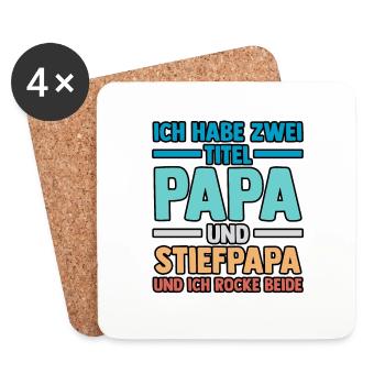 Ich Habe Zwei Titel Papa Und Stiefpapa - Untersetzer (4er-Set) - Weiß - Vorne