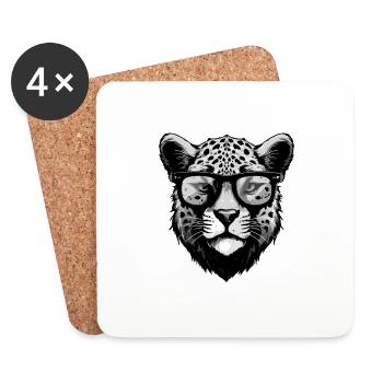Cheetah Hipster Cool Party - Coasters (set of 4) - white - Front