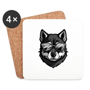 Fête cool hipster chien Husky - Dessous de verre (lot de 4) - blanc - Devant