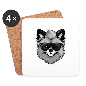 Zwergspitz Hund Pomeranian Cool - Untersetzer (4er-Set) - Weiß - Vorne