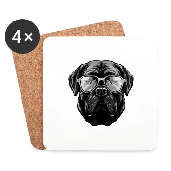 Mastiff Dog Hipster Cool Party - Coasters (set of 4) - white - Front