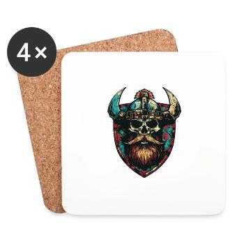 Wikinger Skull Wappen - Untersetzer (4er-Set) - Weiß - Vorne