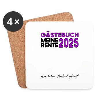 Rente 2025 Gästebuch Pension Ruhestand Oma Opa - Untersetzer (4er-Set) - Weiß - Vorne