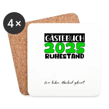 Rente 2025 Gästebuch Pension Ruhestand Oma Opa - Untersetzer (4er-Set) - Weiß - Vorne