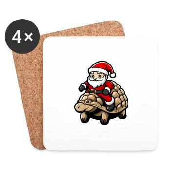 Armadillo Père Noël dessin animé - Dessous de verre (lot de 4) - blanc - Devant
