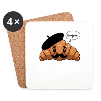 Croissant français - Dessous de verre (lot de 4) - blanc - Devant