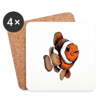 Clownfisch - Untersetzer (4er-Set) - Weiß - Vorne