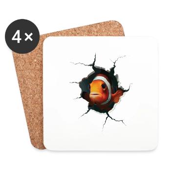Clownfisch - Untersetzer (4er-Set) - Weiß - Vorne