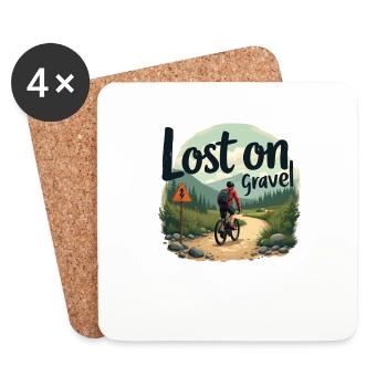 Lost on Gravel Gravelbike Gravelbikes Gravel - Untersetzer (4er-Set) - Weiß - Vorne