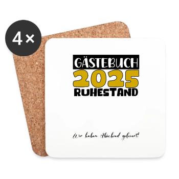 Rente 2025 Gästebuch Pension Ruhestand Oma Opa - Untersetzer (4er-Set) - Weiß - Vorne
