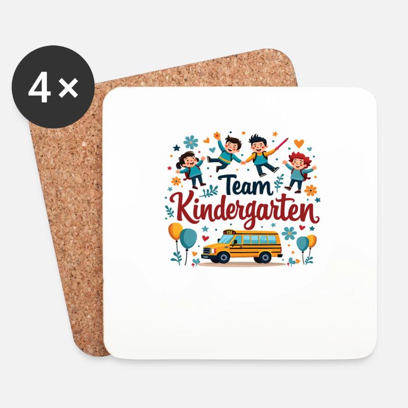 Team Kindergarten – Süßes Design für Kinder - Untersetzer (4er-Set) - Weiß